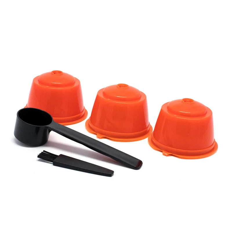 3Pcs Fit For Dolce Gusto Coffee Filter Cup Reusable Coffee Capsule Filters With Spoon Brush