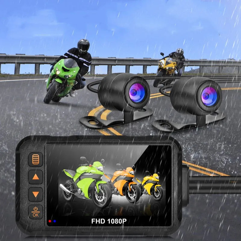 Waterproof 3 Inch Motorcycle Camera DVR Motor Dashcam Night Vision Front & Rear Camera 90+120 Degree Video Recorder Black Box