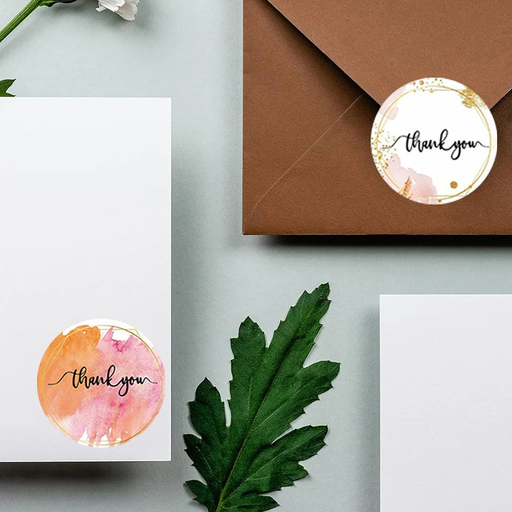 500pcs/Roll Köszönöm Matricák 2.5cm Aranyos Rózsaszín Arany Címkék Kisvállalkozásokhoz vagy Esküvői Ajándék Dekoráció Irodaszer Csomagolás Matrica