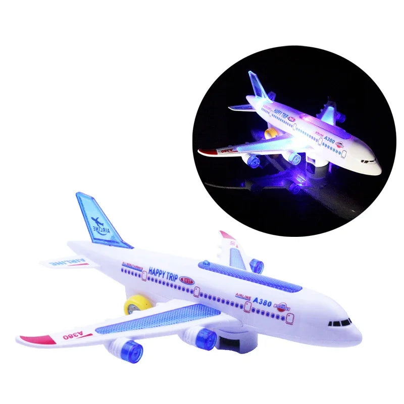 Electronic Aeroplane Toy with Music Autopilot Flash Sound Aircraft Automatic Rotation Plane Educational Toy Gift For Children