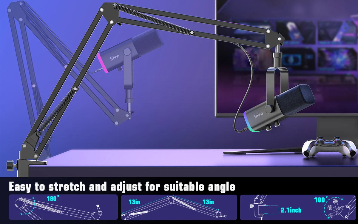 FIFINE AM8T herný mikrofónový set s USB/XLR a ramienkom Boom