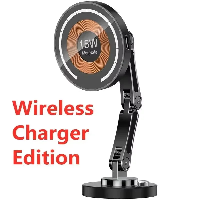 Magnetic Car Phone Mount for iPhone 12–15, Charging Options