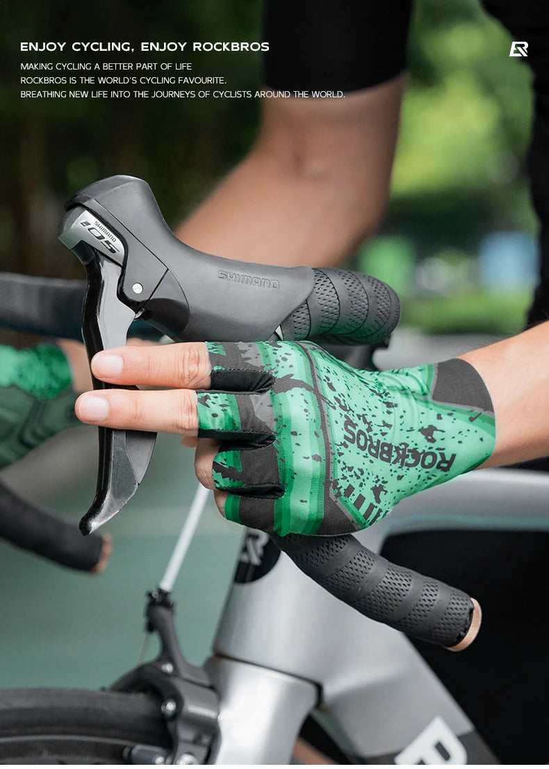 ROCKBROS åndbare handsker finger solhandsker skridsikker silikonehåndflade til mænd kvinder fiskeri fingerløse cykling løb
