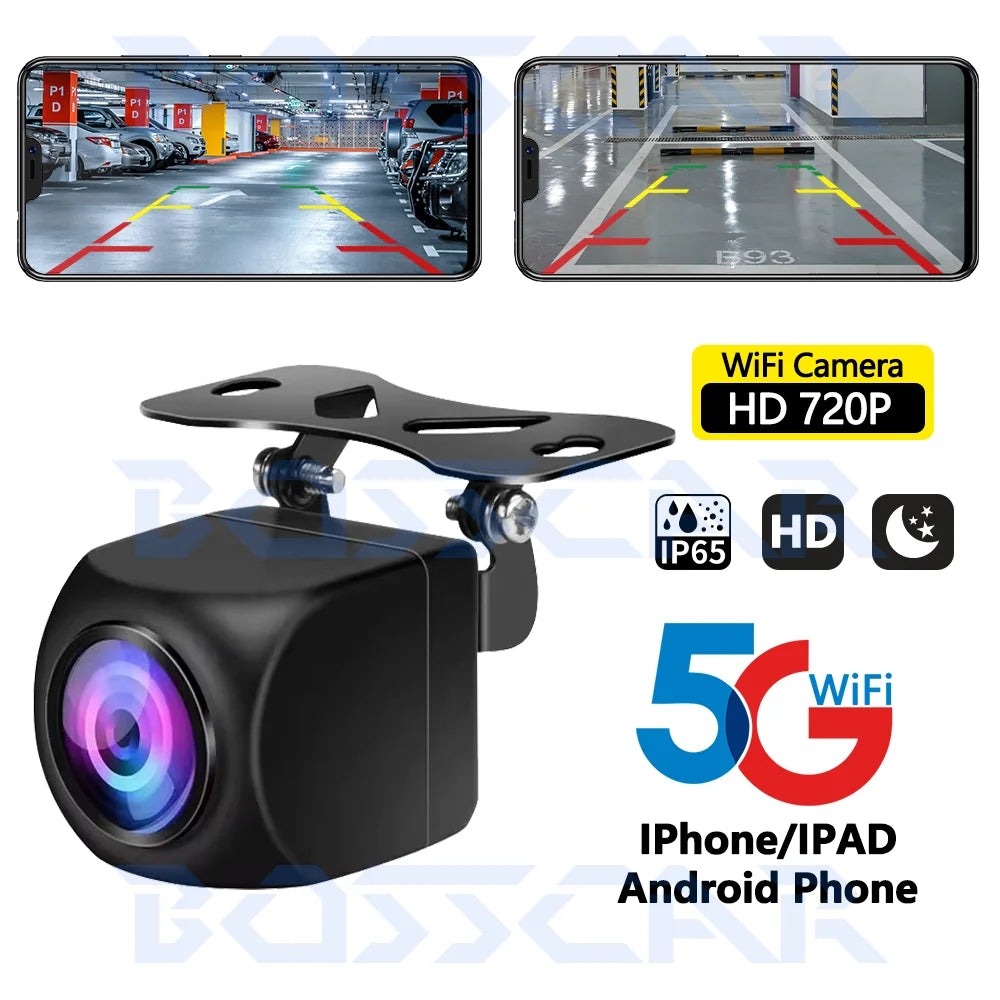 AHD Wireless Car Rear View Camera Night vision front-facing camera supporting 5G network, Bluetooth, and Wi-Fi connectivity