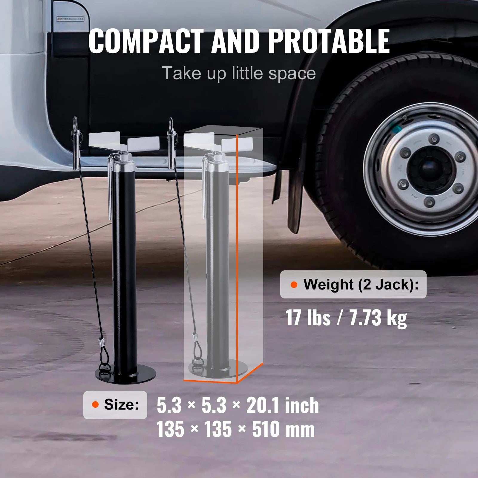 RV Slide Out Support Jacks 5000 lbs Capacity, Adjustable 20-48 in, 2-Pack