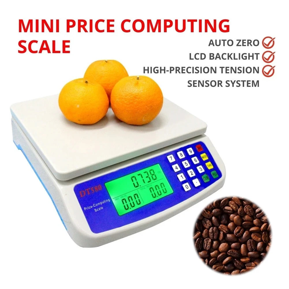 Digital Price Computing Scale 30kg 1g LCD Stainless Steel Platform