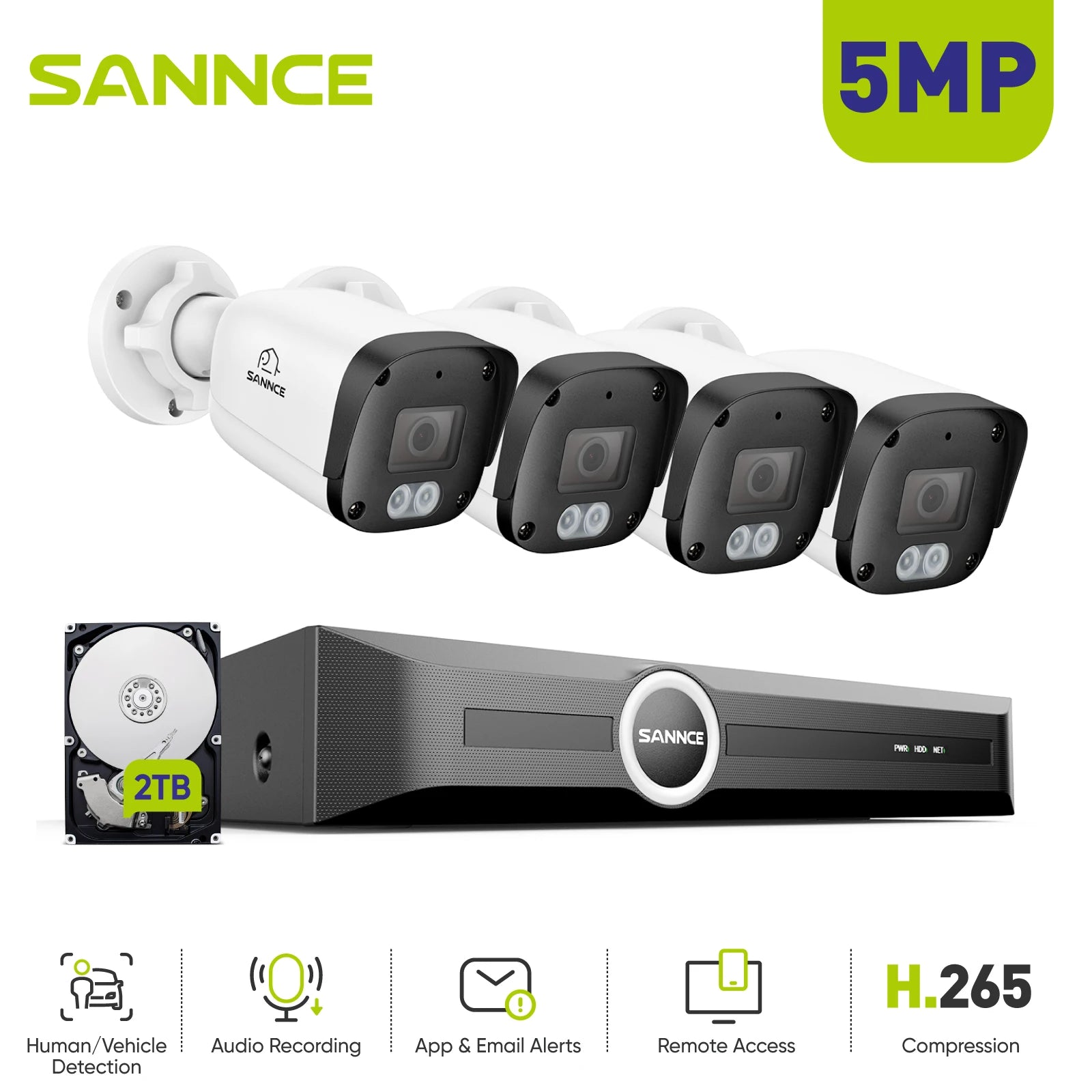 SANNCE 5MP 8-Channel NVR Security System with Audio