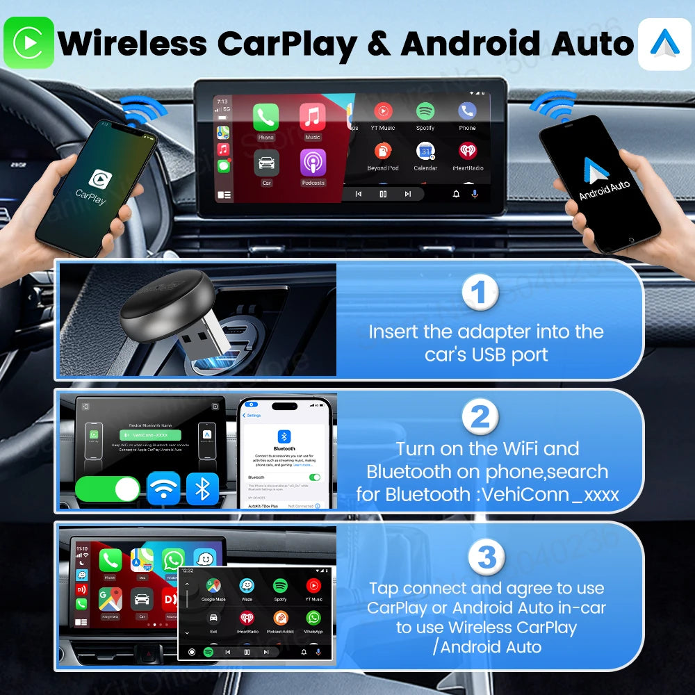 Wireless CarPlay and Android Auto USB Adapter