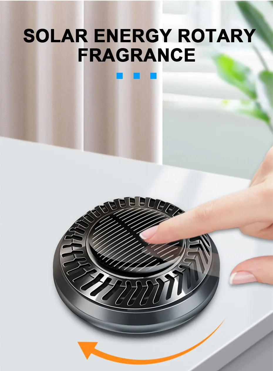 SEAMETAL Solar Air Freshener for Car Auto-Rotating Essential Oil Diffuser Dashboard Perfume Car Interior Accessories Remove Odor