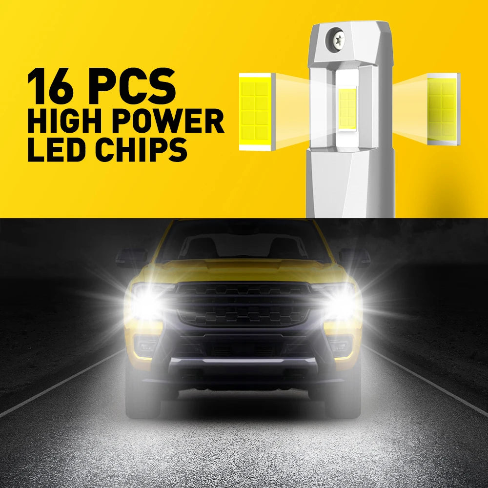 AUXITO 2Pcs H11 Turbo LED Canbus H8 HB3 9005 9006 HB4 Bulbs LED Sans Erreur Éclat Blanc 20000LM Ampoule de Phare Voiture M3S