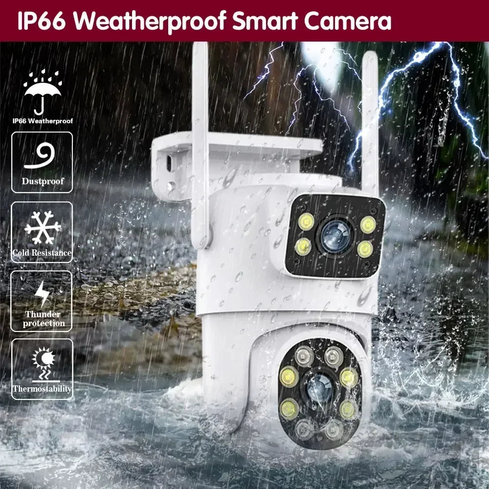 Telecamera di sicurezza PTZ WiFi a doppia lente 8MP con tracciamento automatico