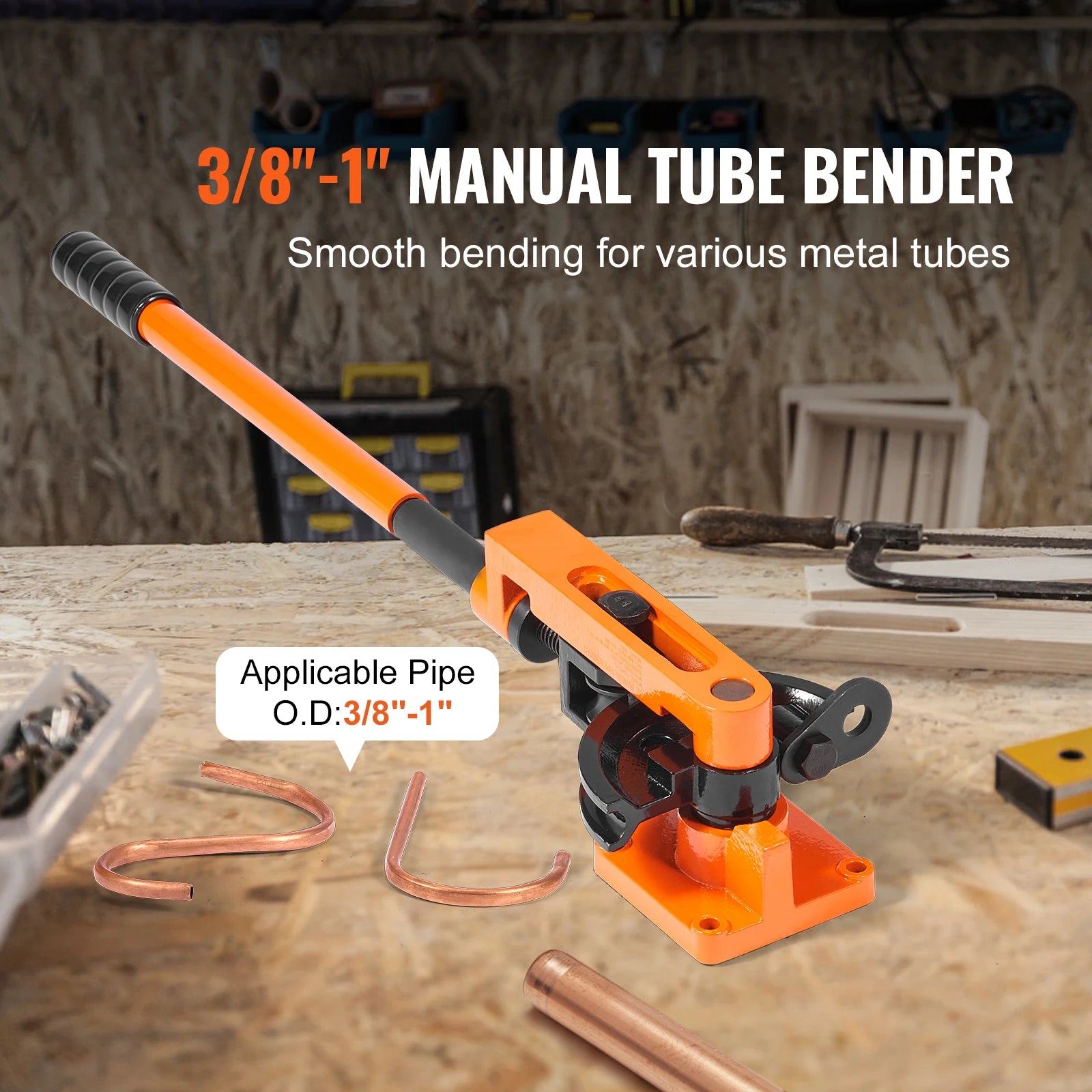 Manual Pipe Bender Tool with 7 Dies for 3/8"–1" Metal Tubing