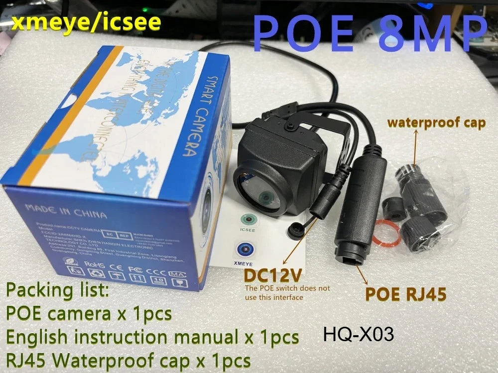 Mini Waterproof Outdoor IP Camera 3MP 4K POE Security Camera with Night Vision