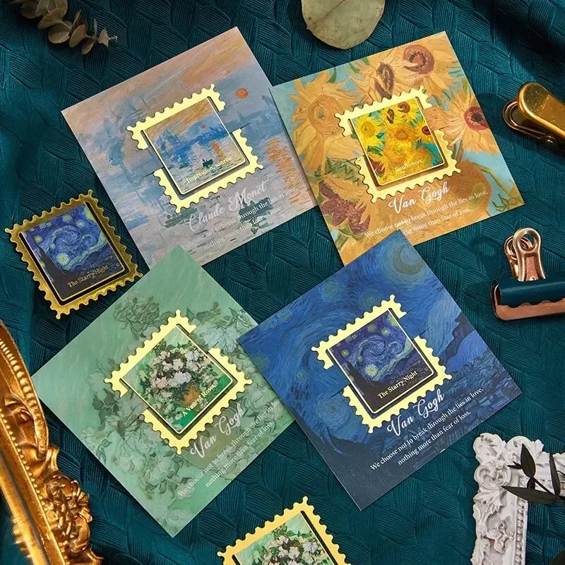 1 Pc Vintage Painting Golden Metal Bookmark Square Wavy Border Shape Thank You Gifts For Writers Teachers Friends Book Lovers