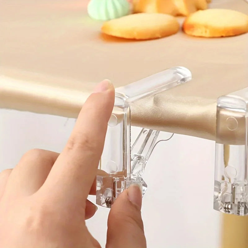 5 Clear Tablecloth Clips with Spring Clamp Grip