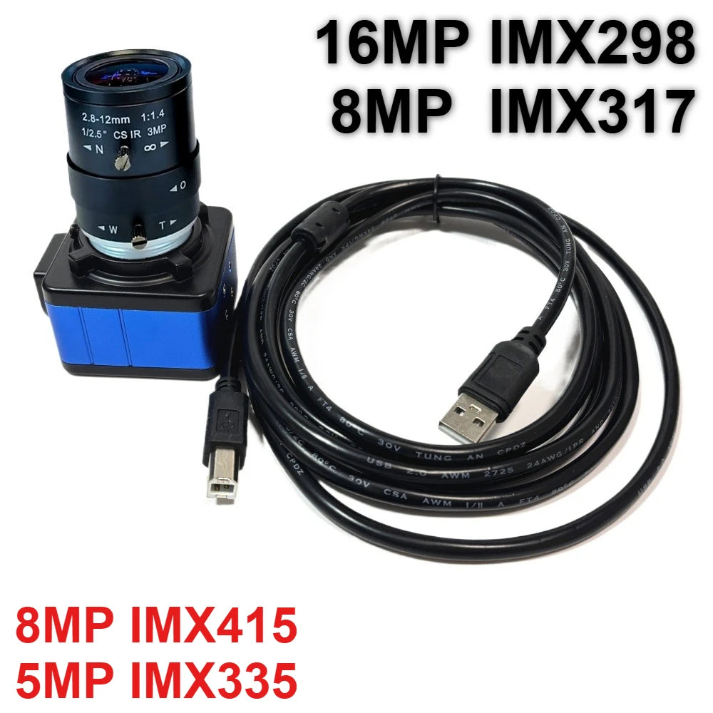 16MP 4K USB Webcam with 2.8-12mm Varifocal Lens