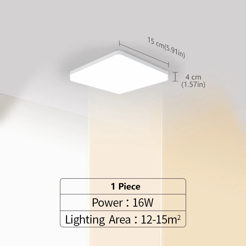Fyrkantig LED-taklampa, 16 W eller 34 W