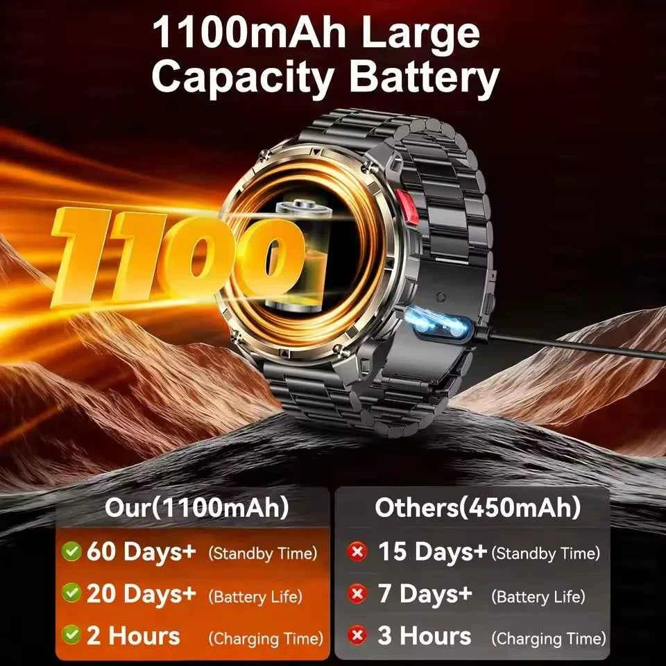 Outdoor Bluetooth Calling Smartwatch with Compass & Flashlight