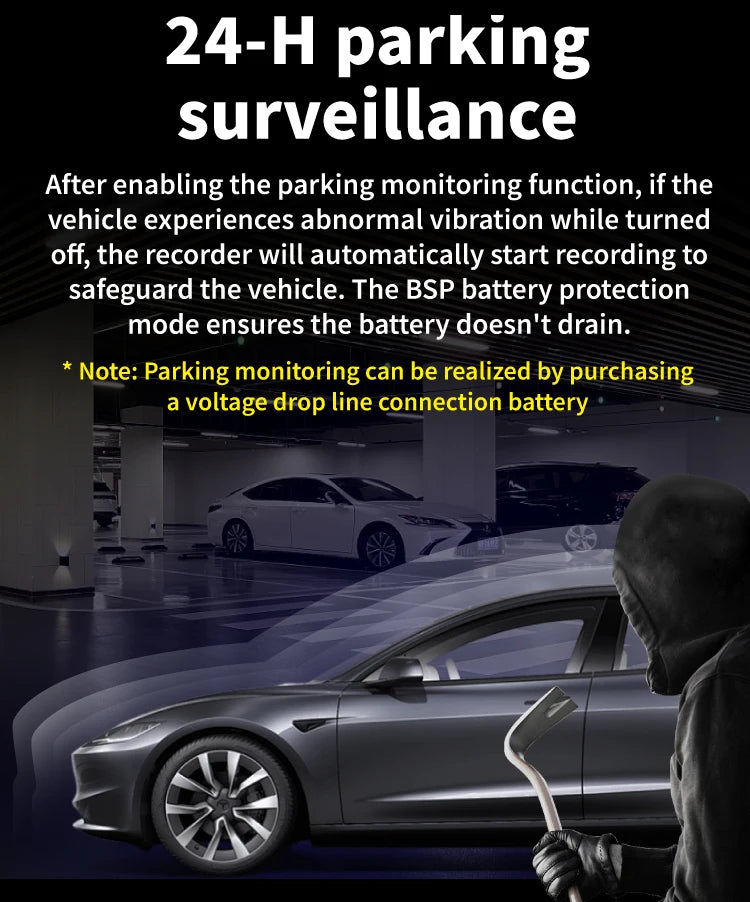 3-Channel Dash Camera with 1080P Front, Inside, Rear View