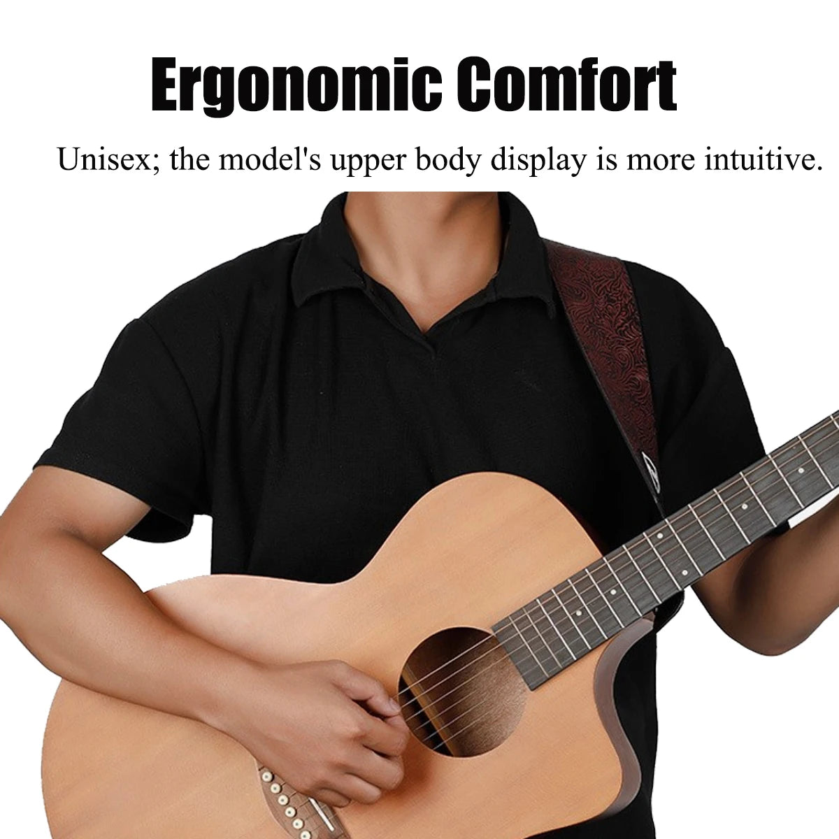 Sangle de guitare réglable de style vintage avec emplacement pour médiator