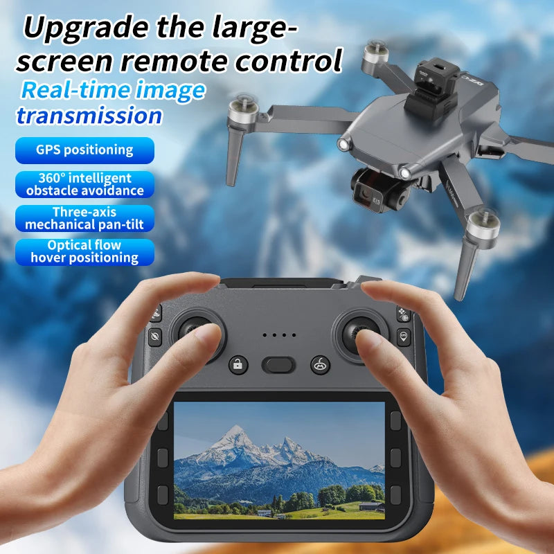 L600 PRO MAX GPS Drone Professional 8K Camera 3-axis Gimbal Aerial 5G WIFI FPV Brushless Motor 360 ° Laser Obstacle Avoidance Optical Flow Hover with Large Screen Remote Control Aircraft Folding Quadcopter Drones Kids Toys G