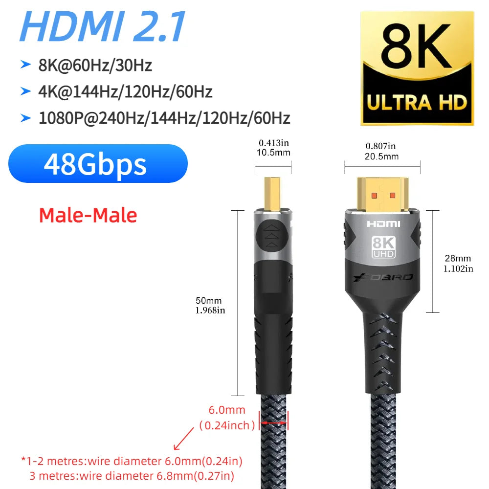 HDMI Video Cable or Extension, 1-3 m Options