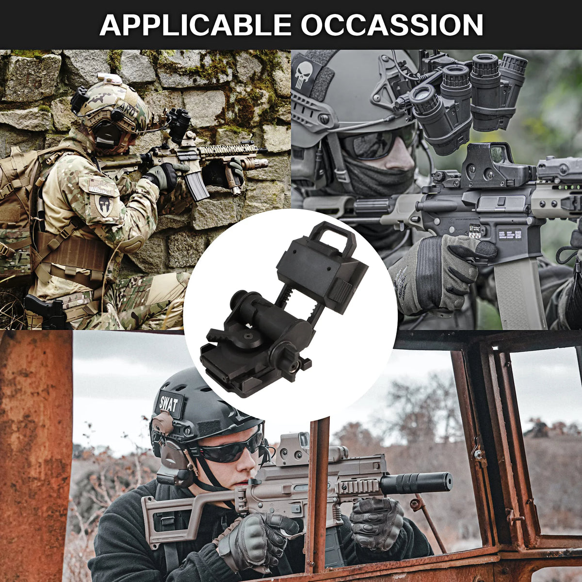 BOOIU Metal/Nylon L4G24 NVG Helmet Mount Holder for PVS15/18 GPNVG18 Goggle Night Vision Stent Outdoor Tactical Helmet Bracket