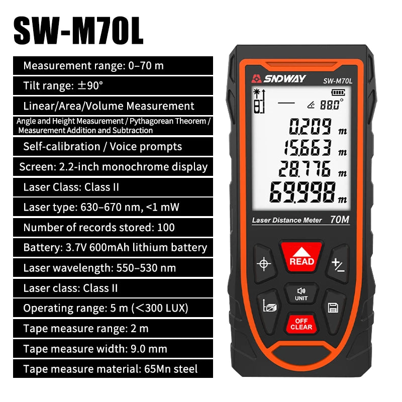 Laser Distance Meter with Angle and Green Line Level