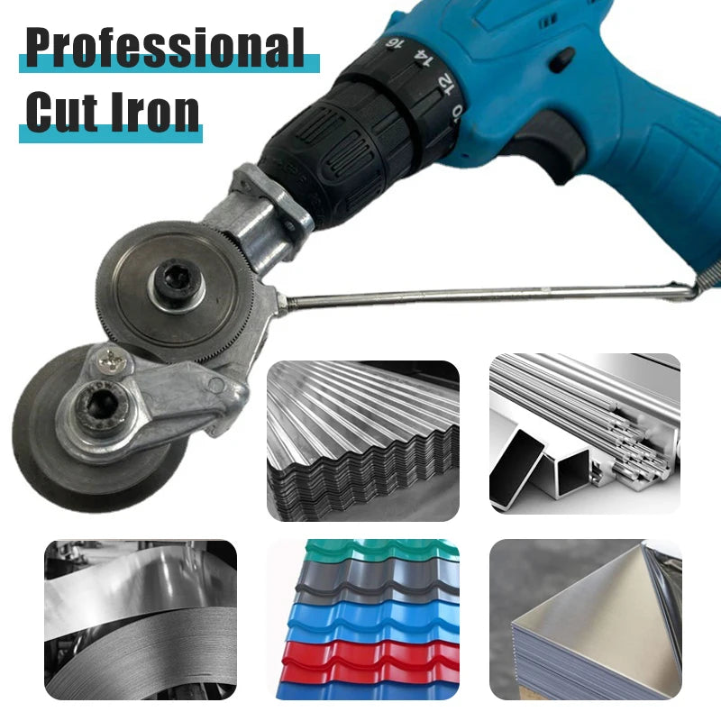 Drill-Powered Sheet Metal Cutter Attachment