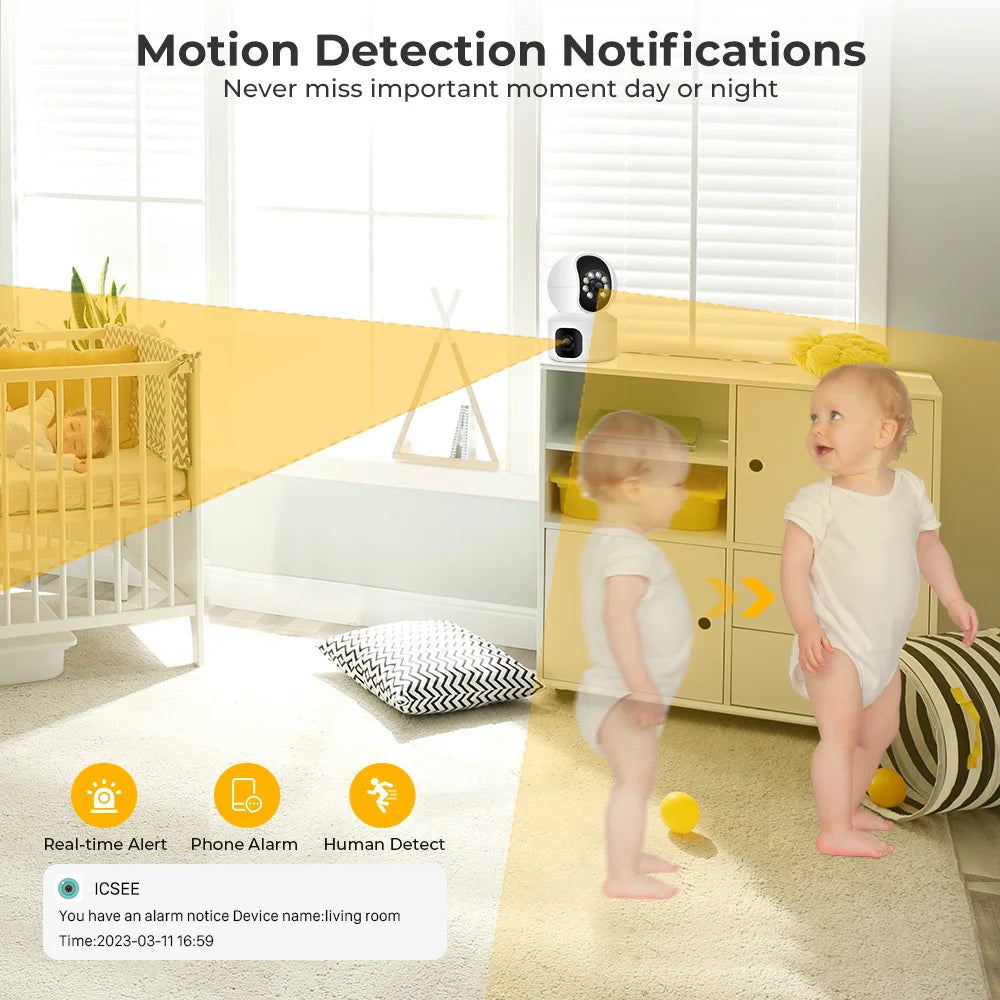 BESDER 4MP WiFi dvojitý displej detská monitorovacia kamera