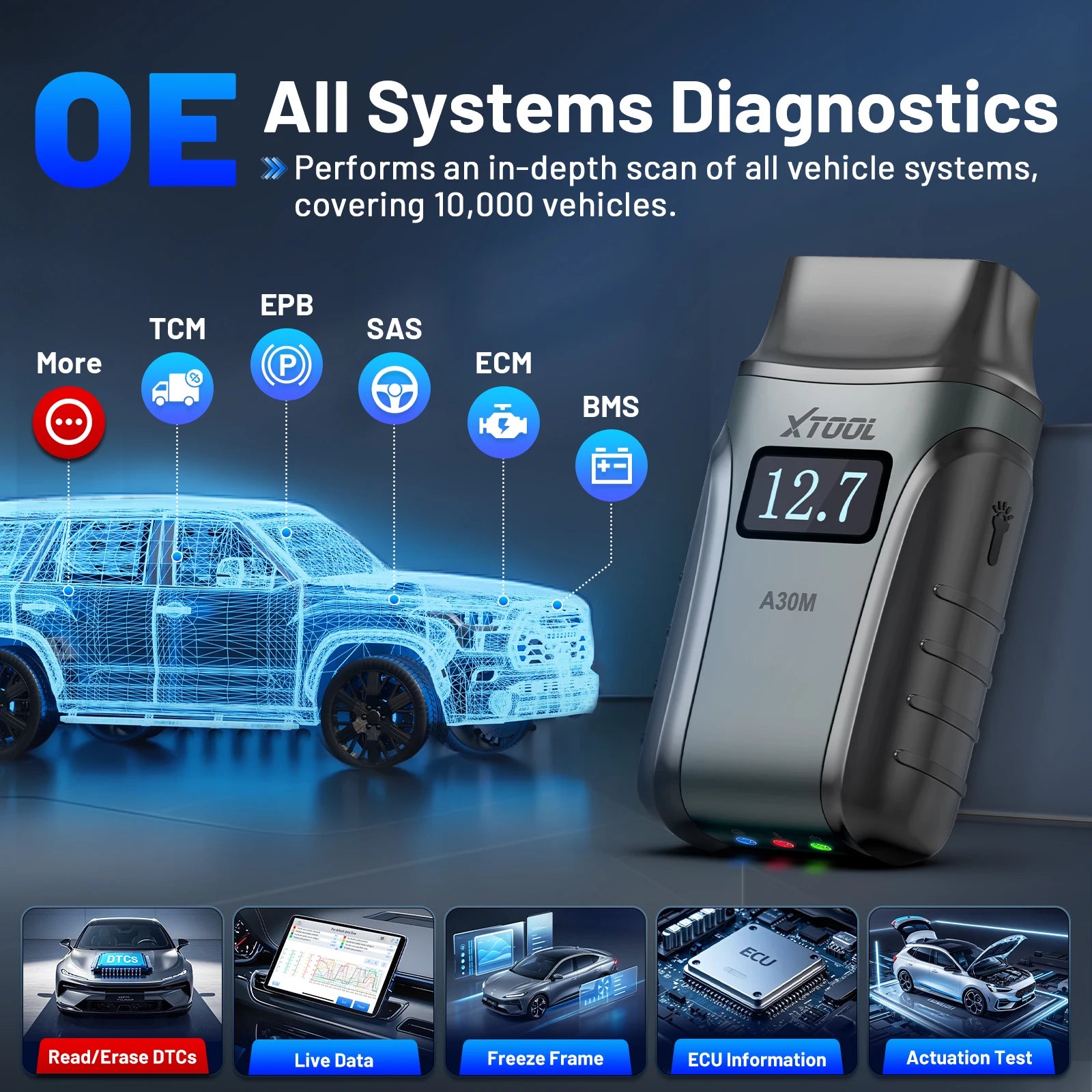 XTOOL A30M OBD2 skener Bluetooth diagnostický nástroj