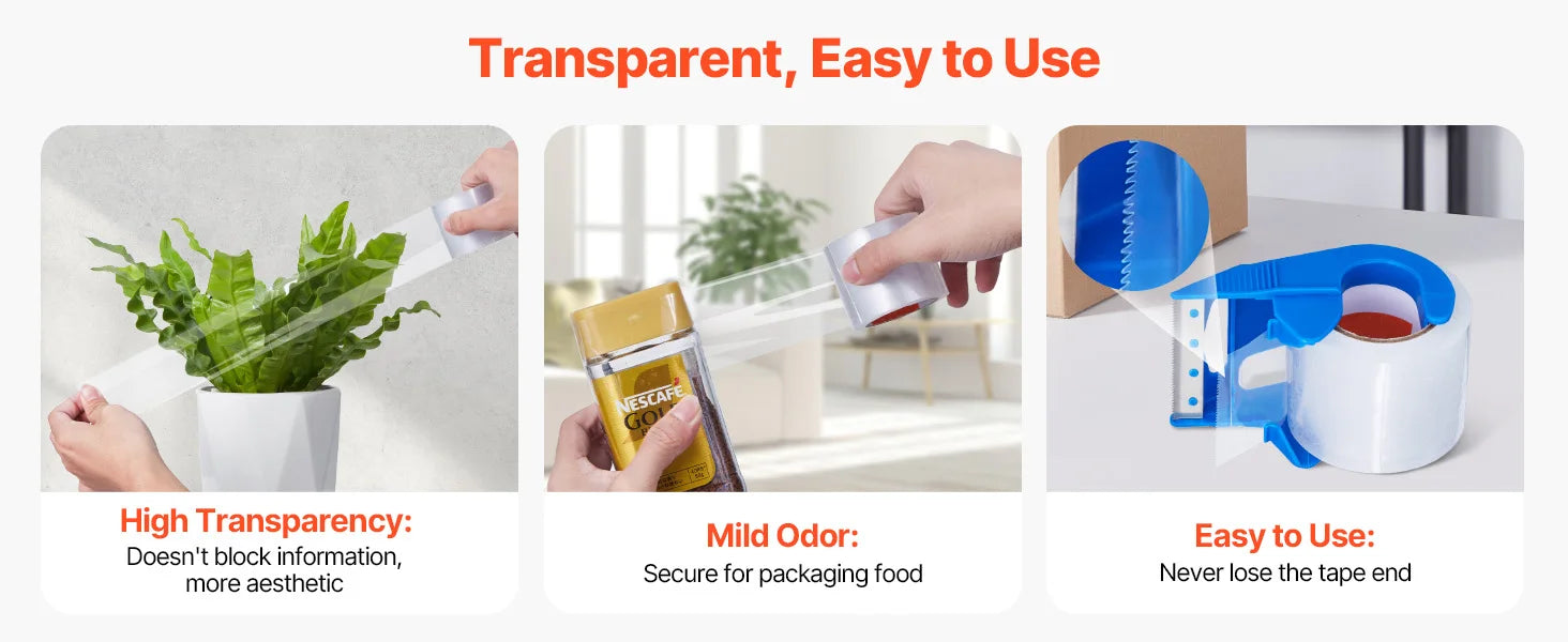 Clear Packing Tape 6 Rolls with Dispenser 2.7 Mil Heavy Duty