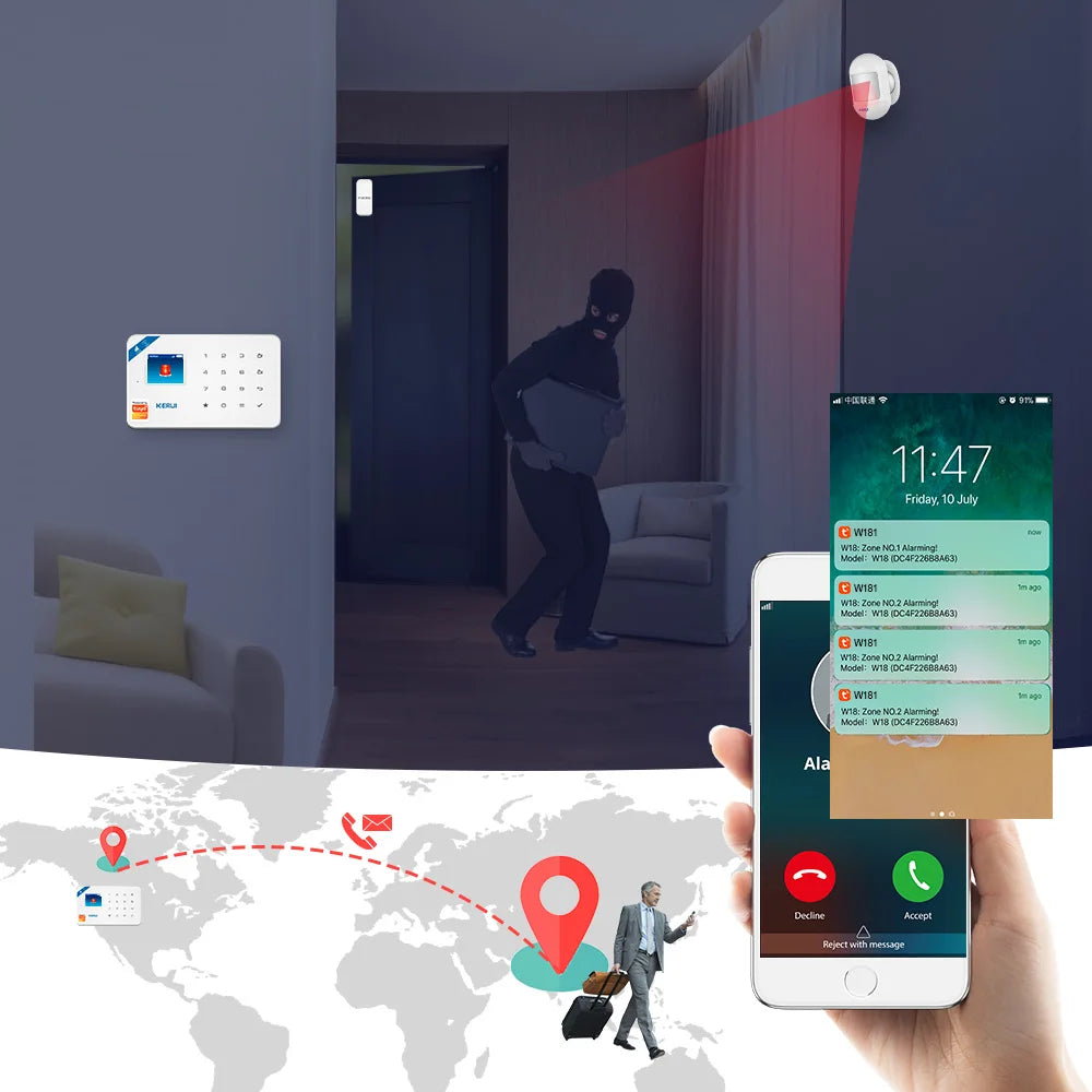 KERUI 4G plus WiFi Home Alarm System Anti-Theft Security System for House Protection