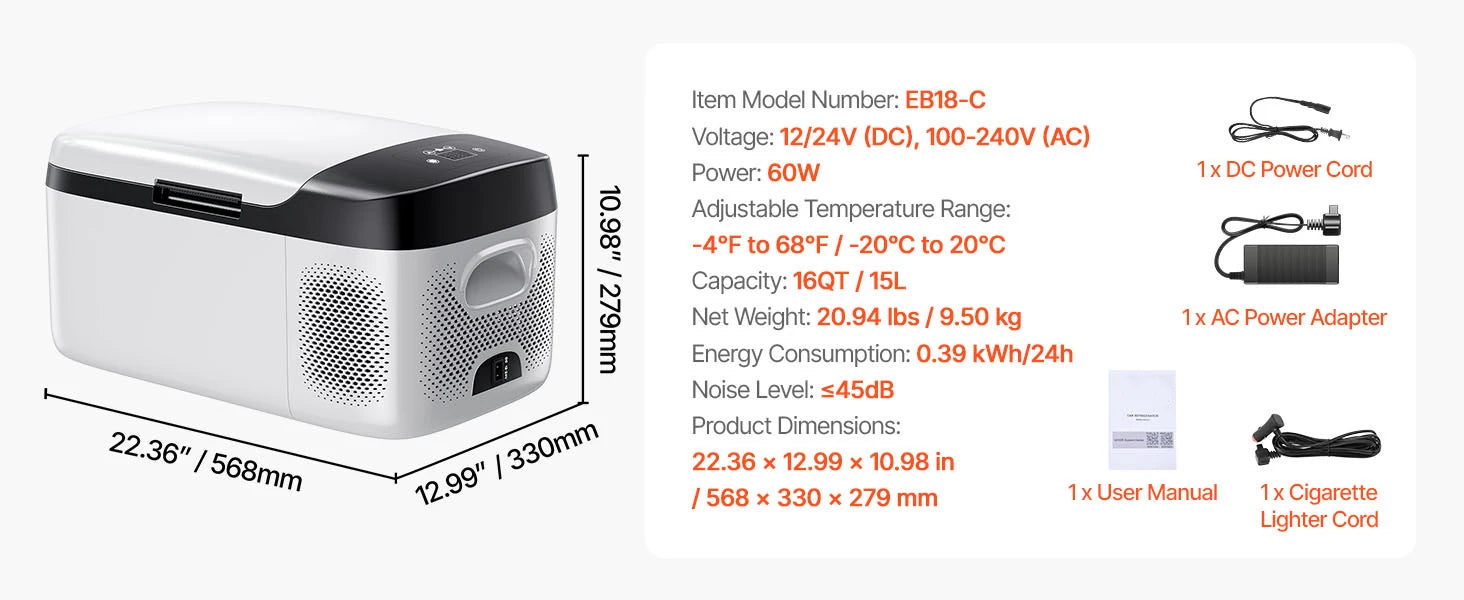Portable Car Fridge Freezer 15L–55L Electric Cooler 12V/24V & AC