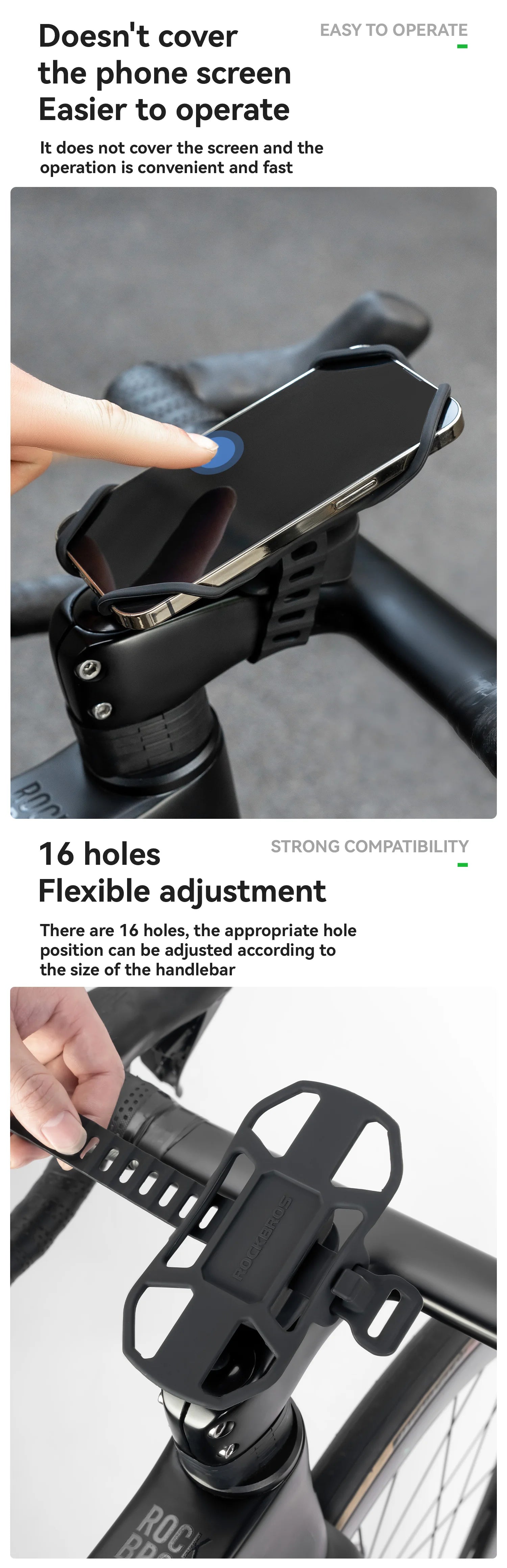 Bicycle Phone Mount Silicone Quick Release Handlebar Holder
