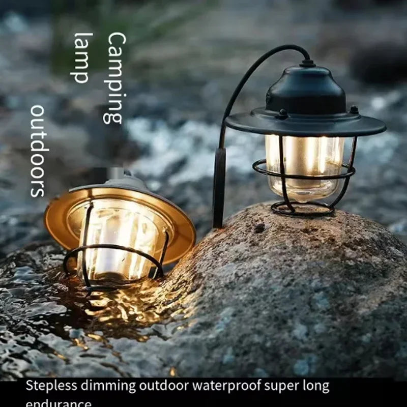 Retro Rechargeable Camping Lantern and Rope Option