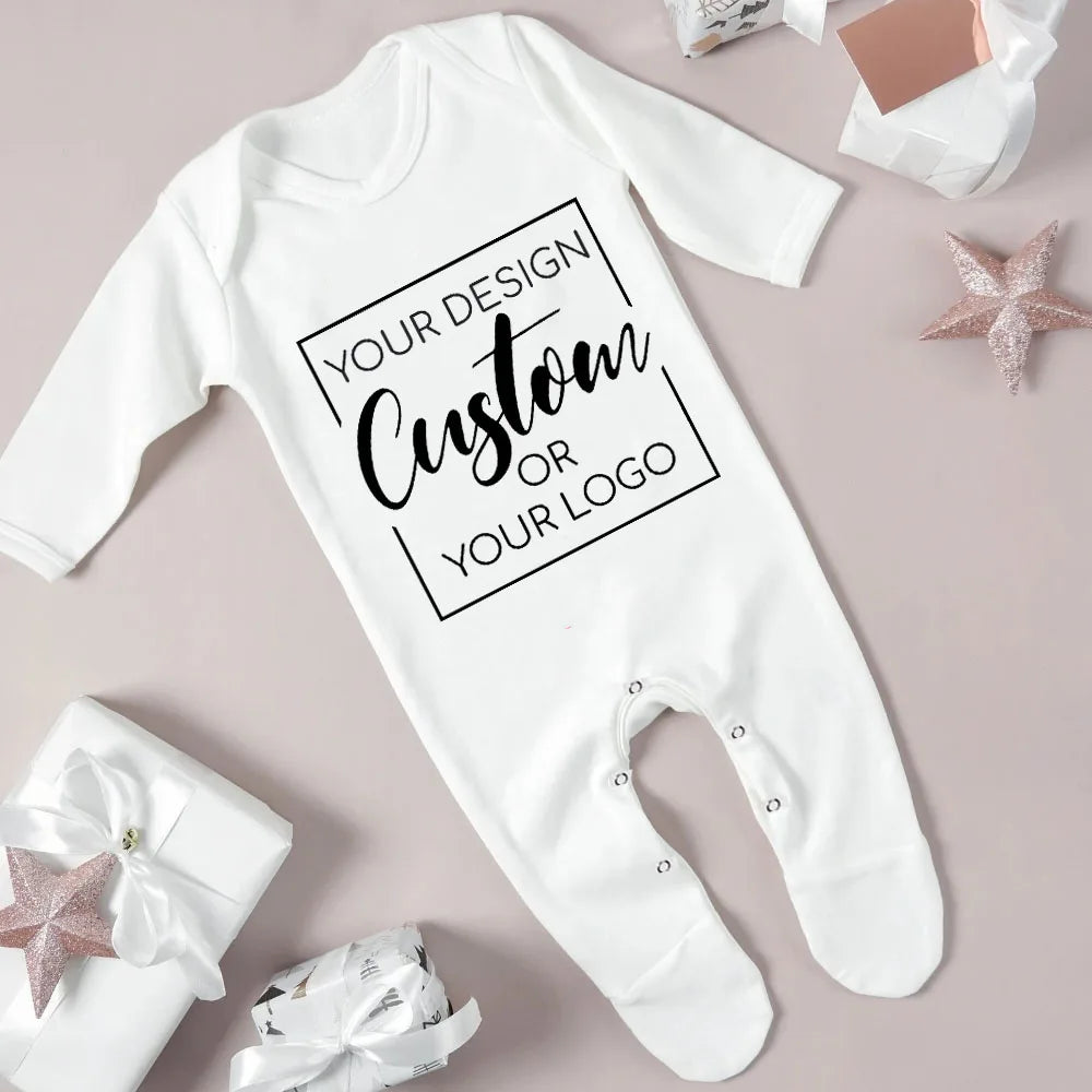 Custom-Print Long-Sleeve Baby Sleepsuit