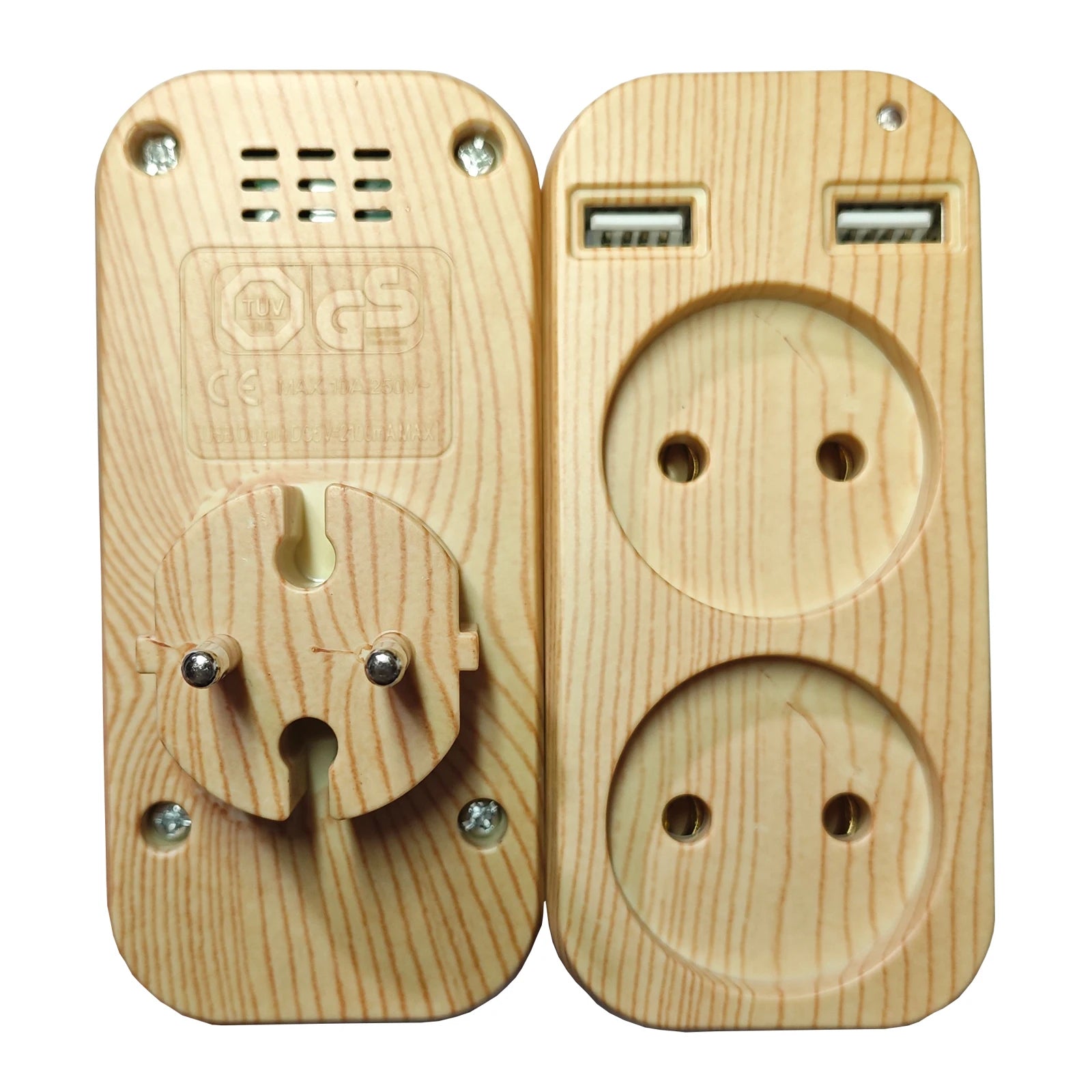 Adattatore prese/strip a muro EU 2023 con ciabatta elettrica a doppia presa portatile, 2 porte USB per telefoni cellulari, 1200W 250V, per smartphone e tablet
