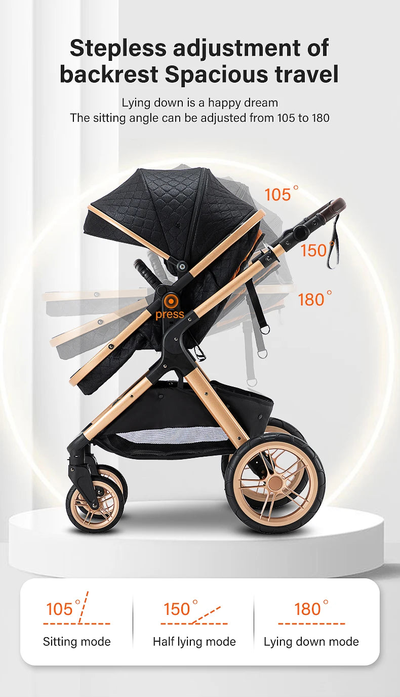 3 in 1 Luxury Baby Stroller High-Landscape Travel Pram