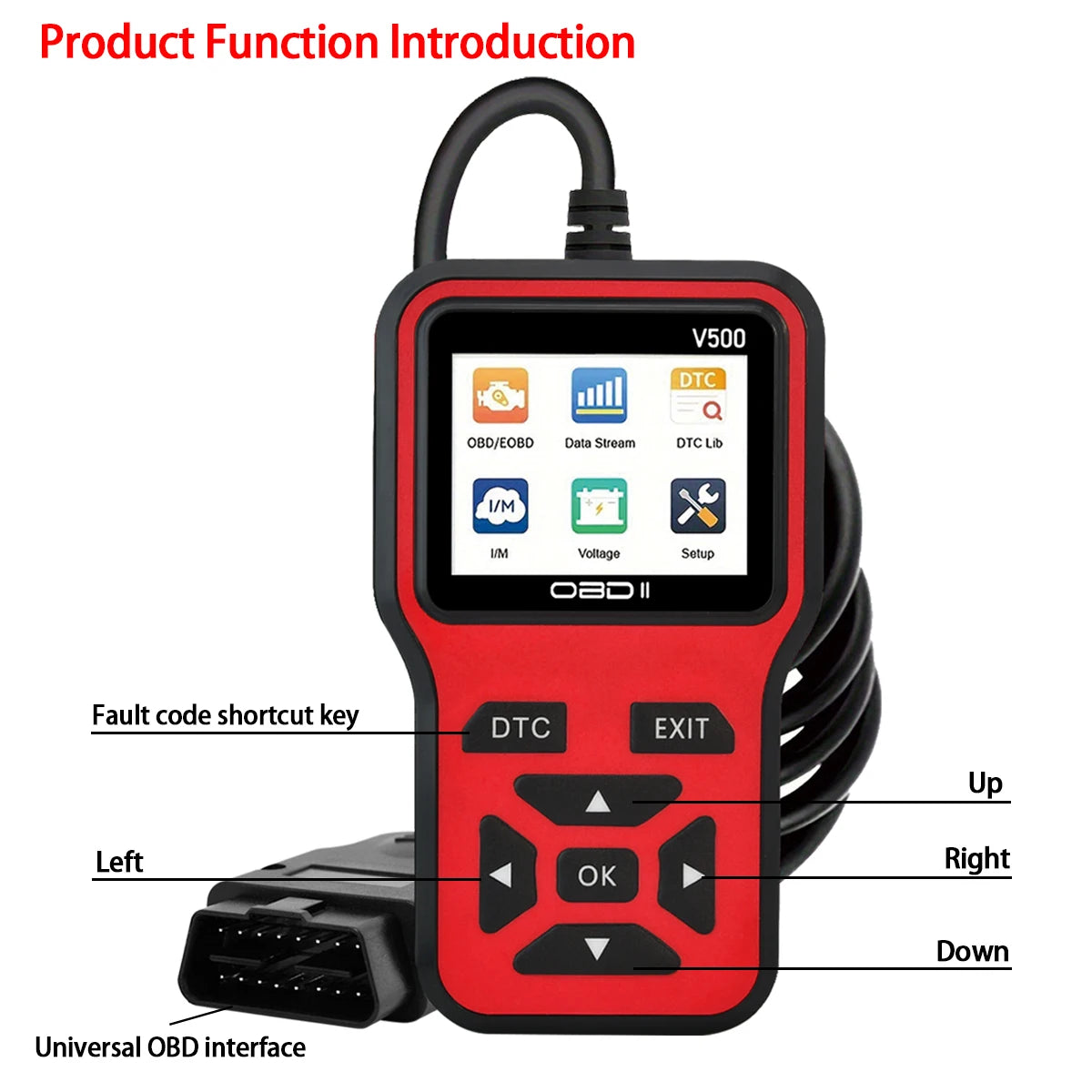 Car OBD2 Scanner Diagnostic Tool Code Reader, Car Voltage Tester Engine Fault Code Scanner, Charging Tester Diagnostic Tool V500