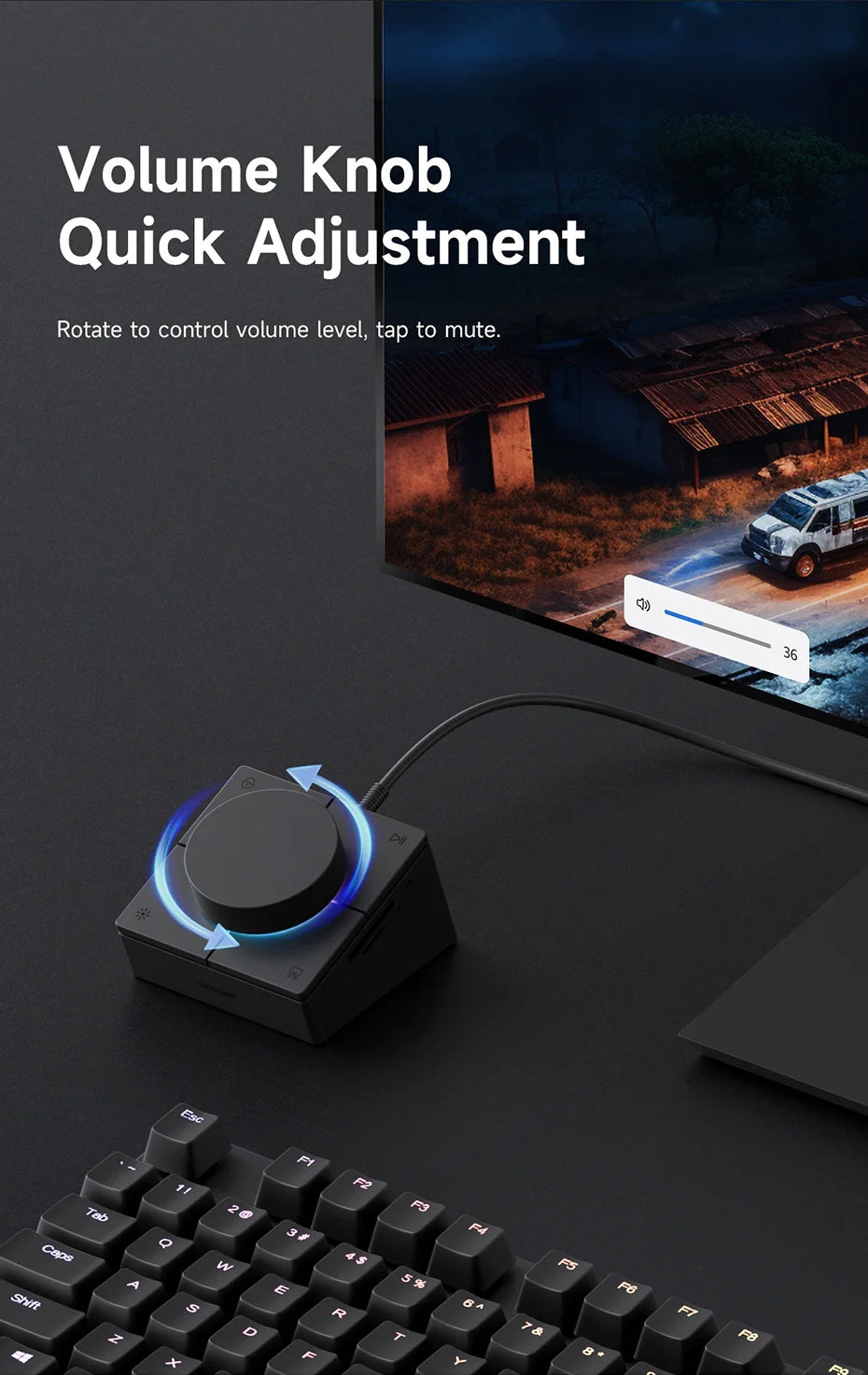 USB-C stolní hub s nastavitelným objímkou hlasitosti