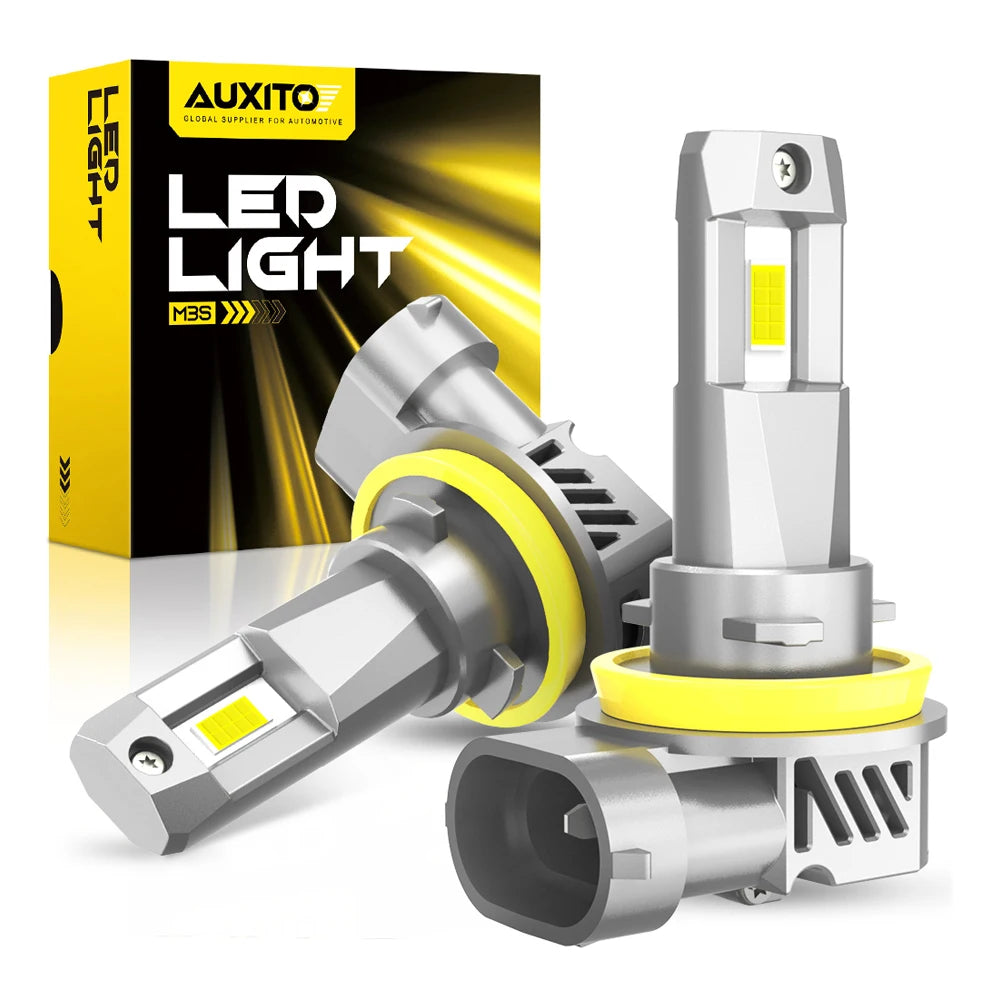 AUXITO 2Pcs H11 Turbo LED Canbus H8 HB3 9005 9006 HB4 Bulbs LED Sans Erreur Éclat Blanc 20000LM Ampoule de Phare Voiture M3S