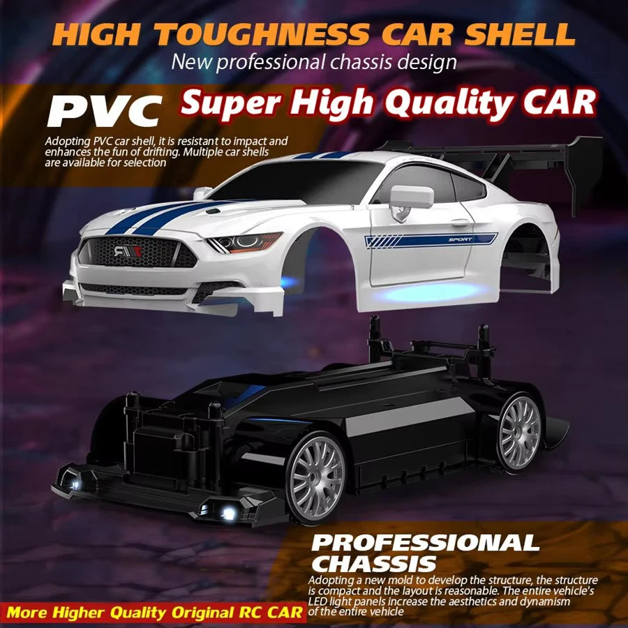 1:24 High Speed RC Drift Vehicle Cars Mustang 4WD Remote Control Racing Car Gift Competition Race Car Boys Toy Replaceable Tire