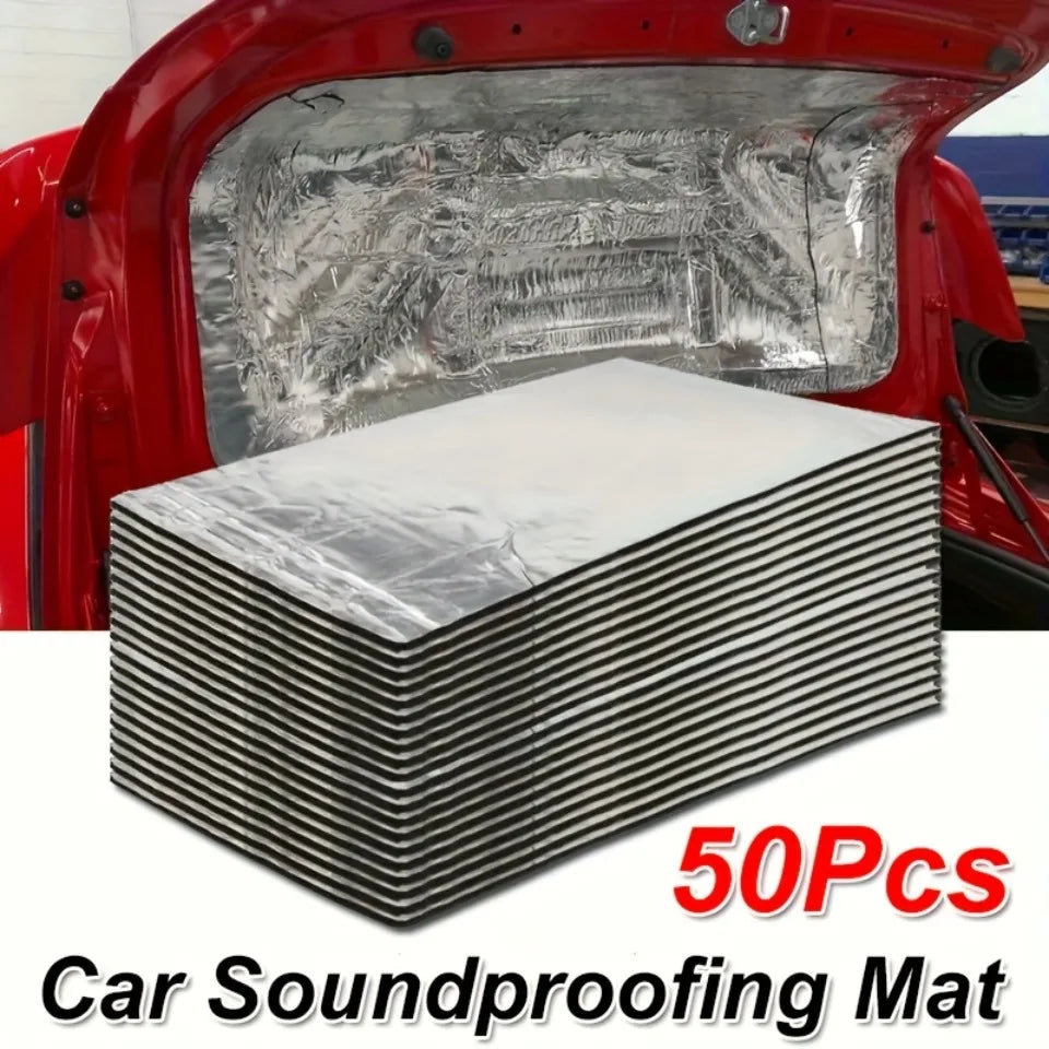50PCS Value Pack Car Soundproof Insulation Mat for Vehicles Heat Shield Self Adhesive Noise Deadening Pad for Door Roof Engine