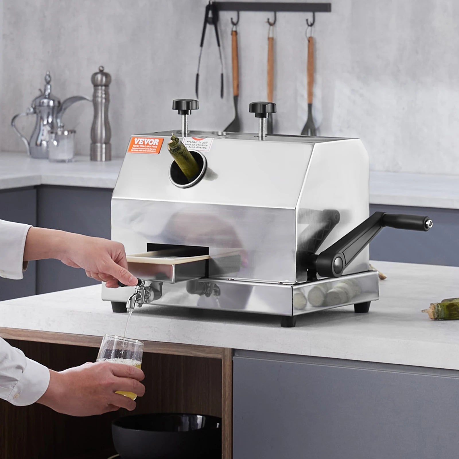 Commercial Sugar Cane Juicer 110LBS/H Manual 3-Roller Press