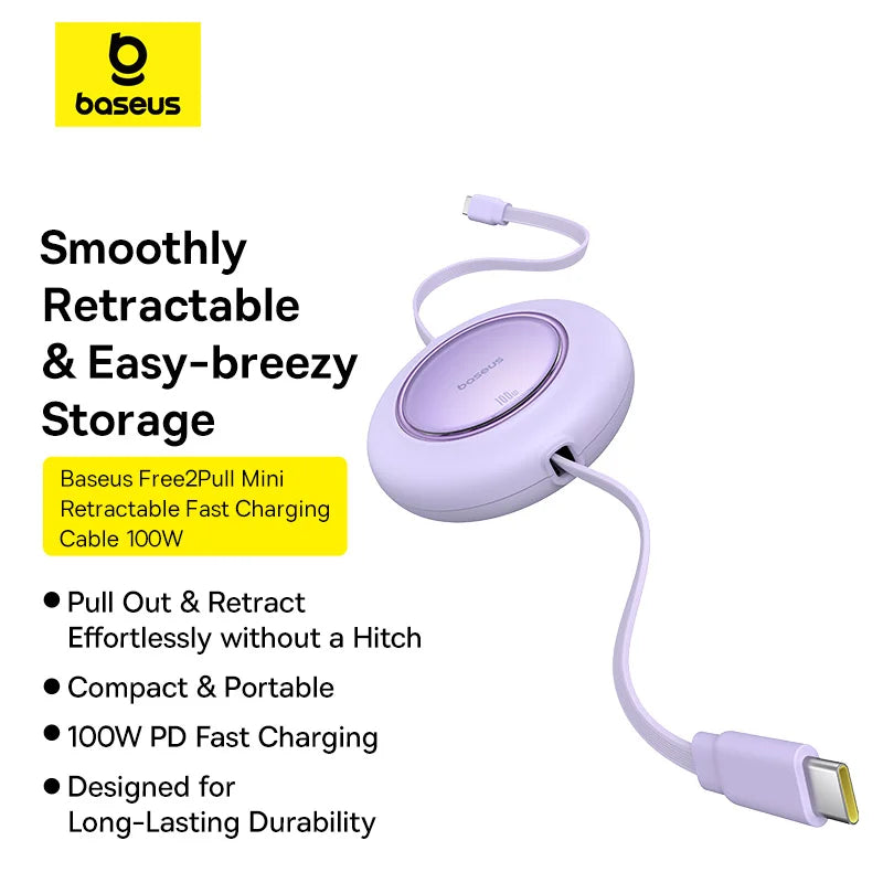 Baseus Free2Pull einziehbares USB-C-Kabel, 100 W