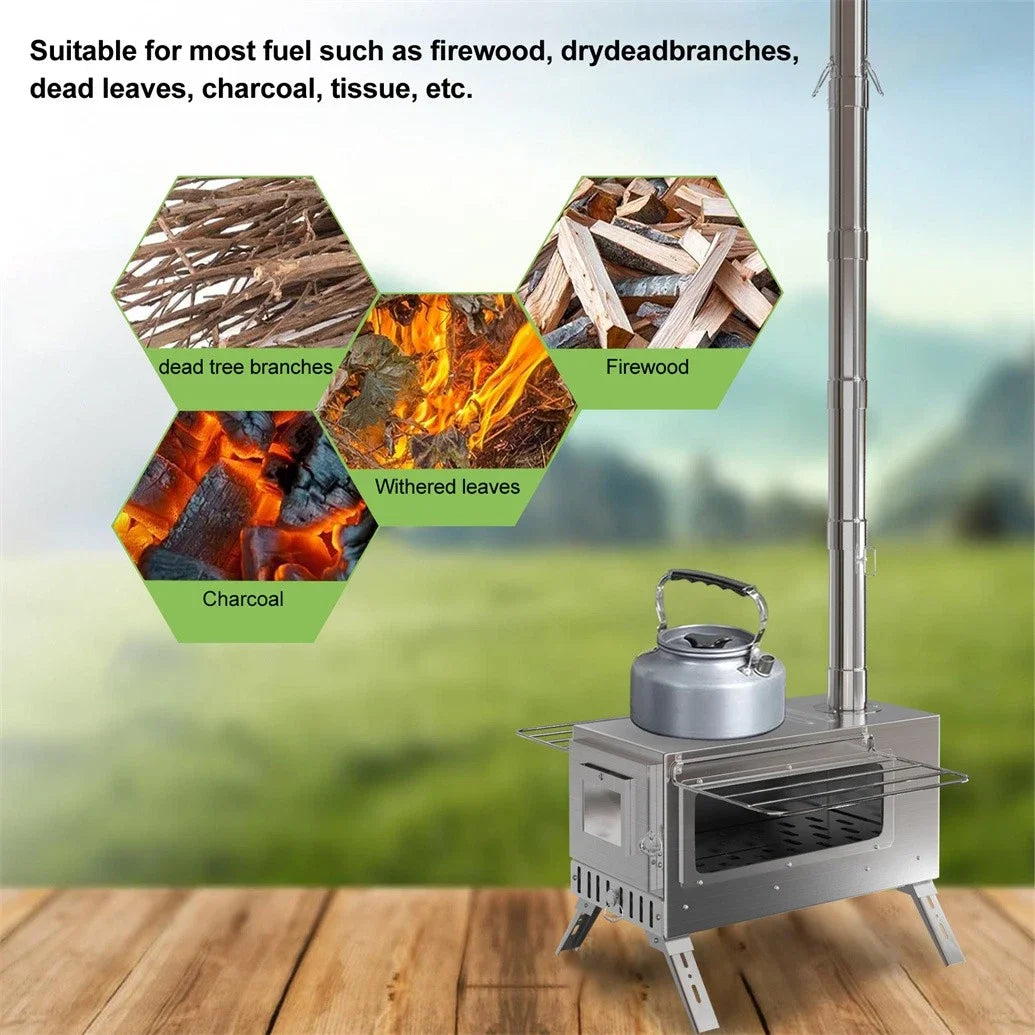 Wood Burning Stove for Camping, Tent Heating and Cooking