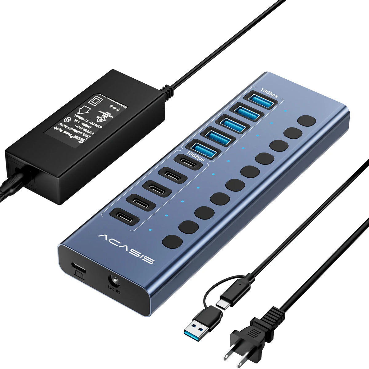 Acasis HB16PRO USB-hub med individuelle portbrytere