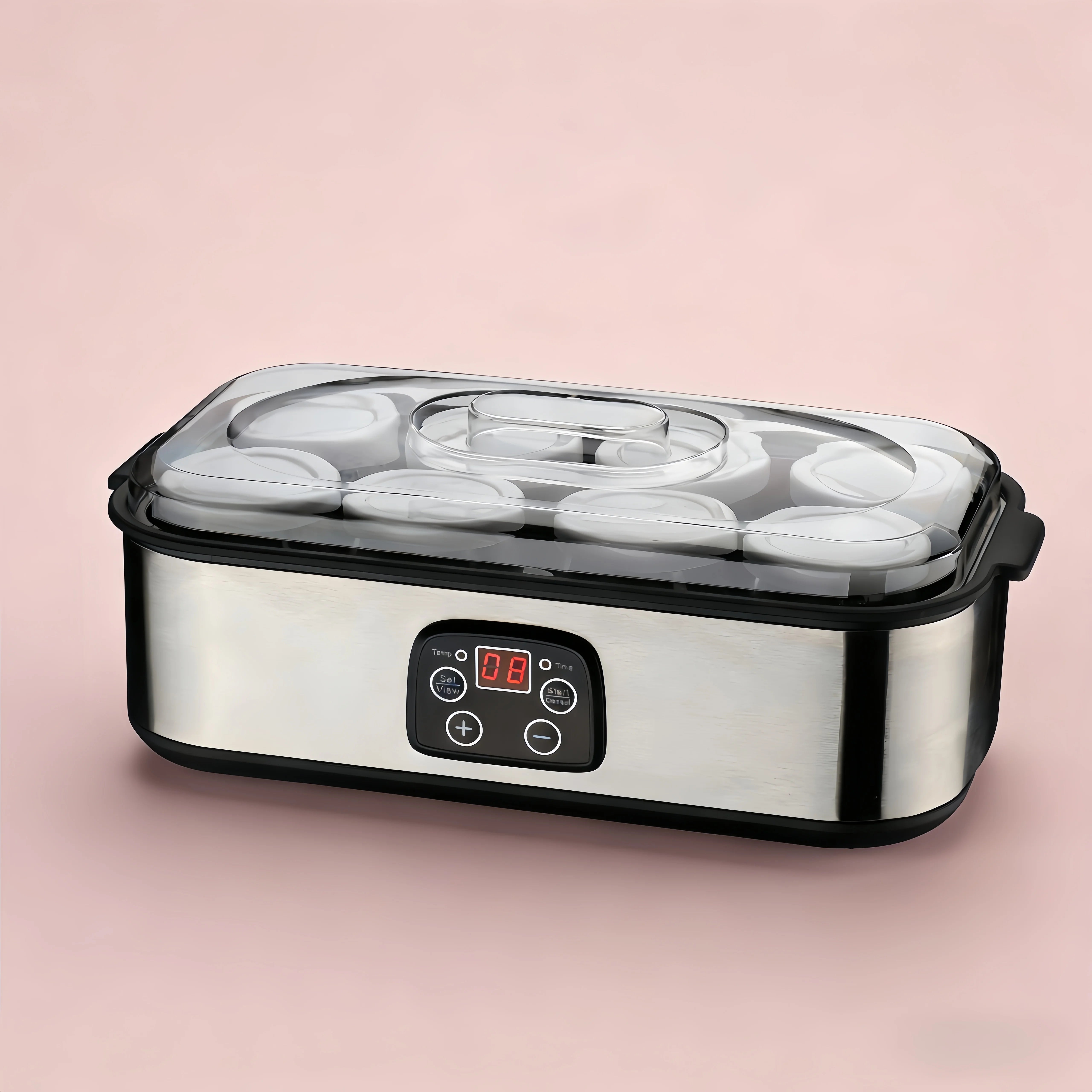 Electric Yogurt Maker Machine, 8 Jars Stainless Steel Yogurt Fermenter with 5 FREE Gifts: Bottle Opener, Egg Separator, Dish Sponge, Cleaning Cloth, Jam Spreader
