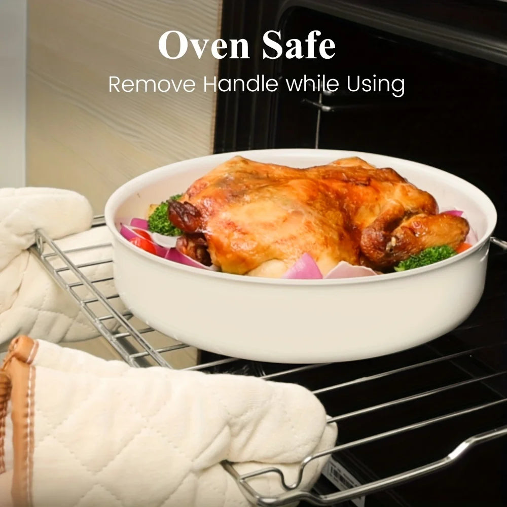 17-Piece Ceramic Nonstick Cookware Set with Removable Handles